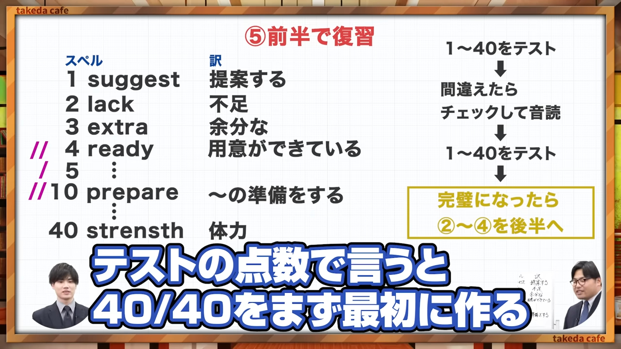 前半を完璧に覚える
