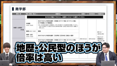 地歴・公民型の方が倍率は高い